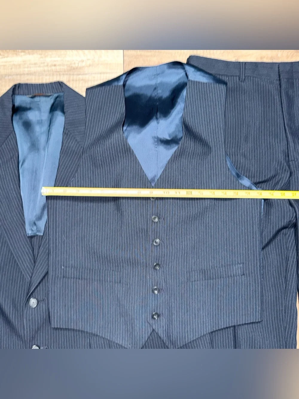 Kuppenheimer Vintage USA Made 3pc Navy Pinstriped Suit Set Mens 40R - 32W x 29L